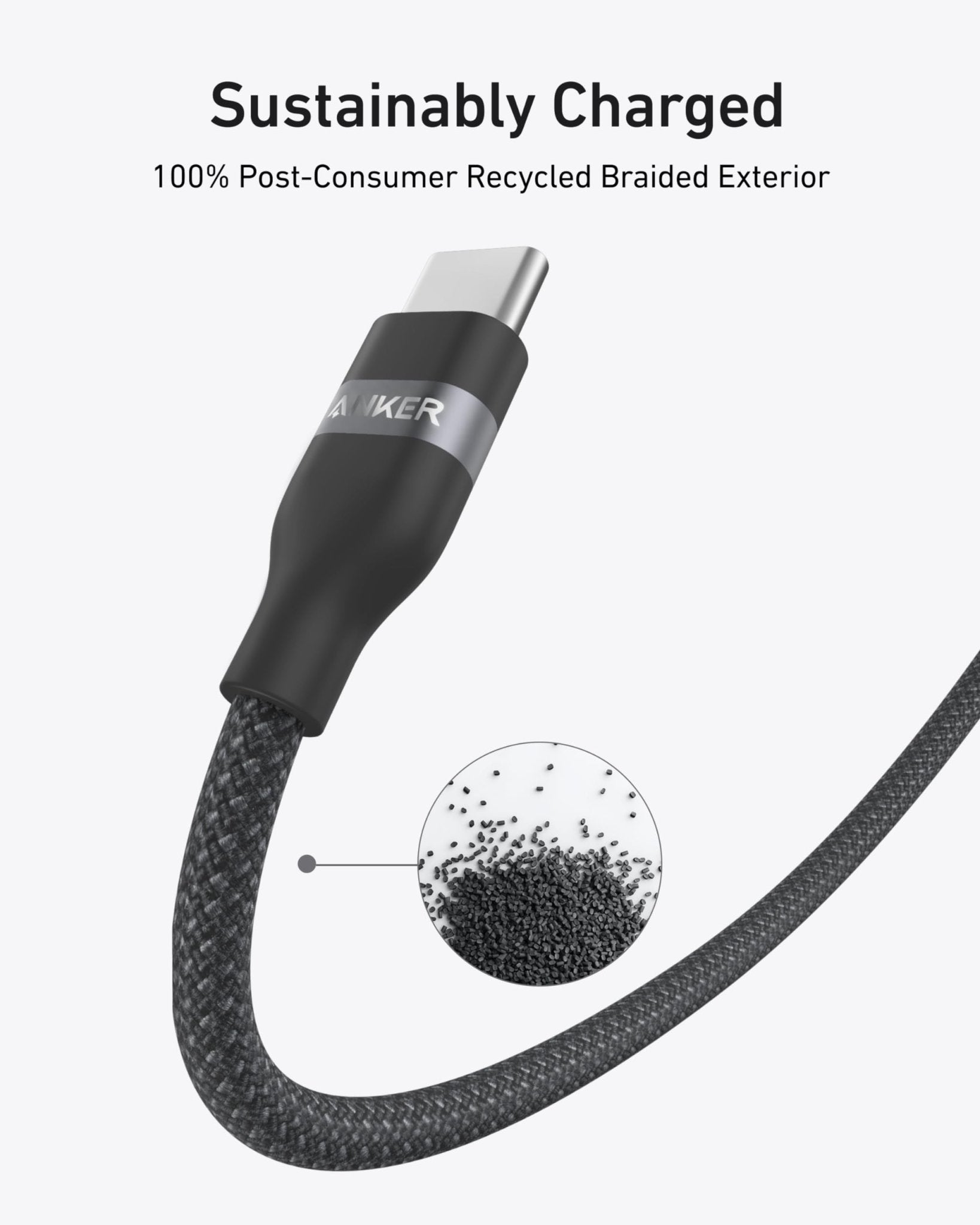 Anker USB - C to USB - C Cable (3 ft / 6 ft, 240W, Upcycled - Braided) - Black Girl Golf