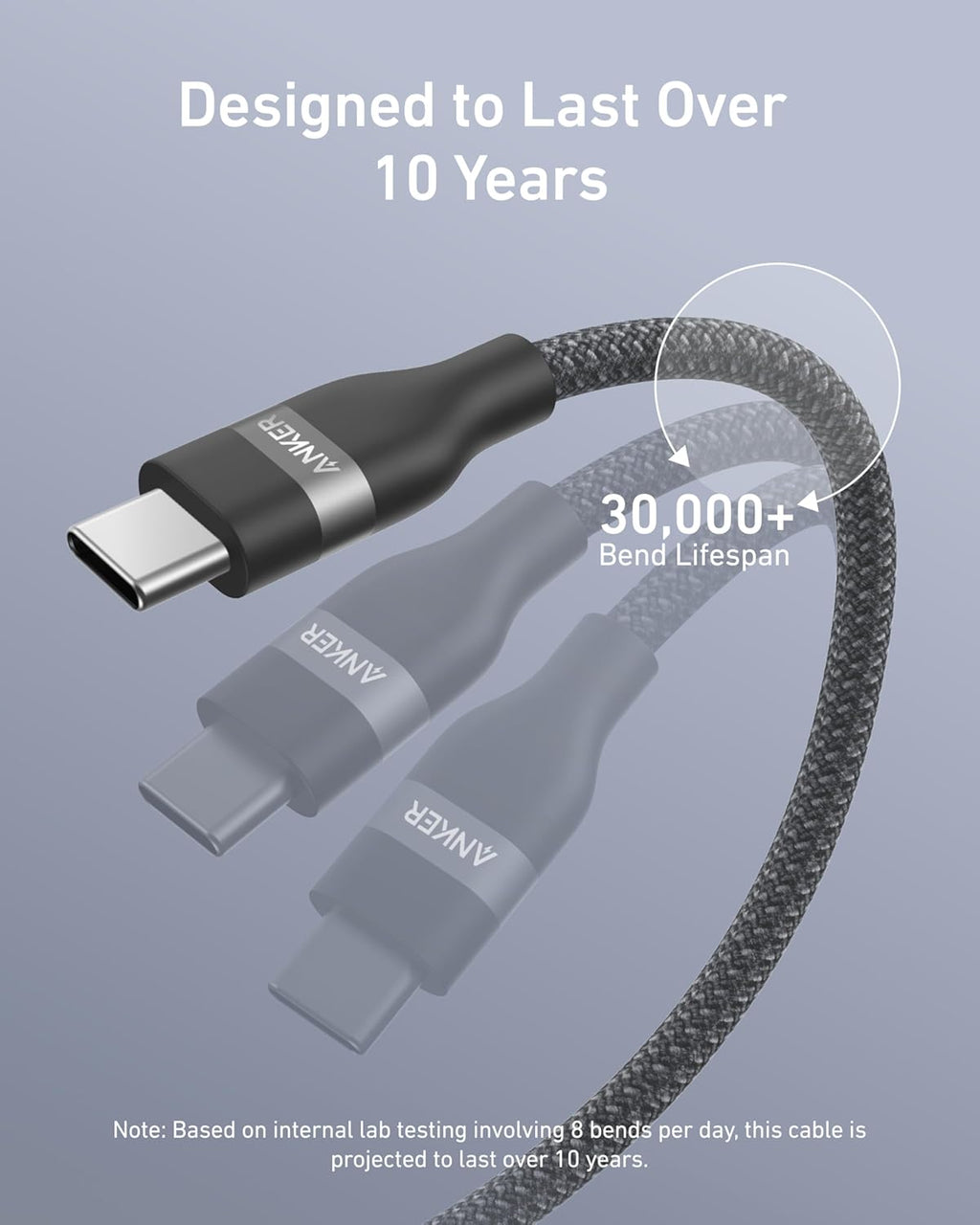 Anker USB - C to USB - C Cable (3 ft / 6 ft, 240W, Upcycled - Braided) - Black Girl Golf