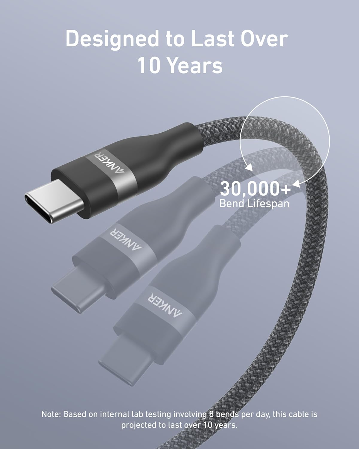 Anker USB - C to USB - C Cable (3 ft / 6 ft, 240W, Upcycled - Braided) - Black Girl Golf