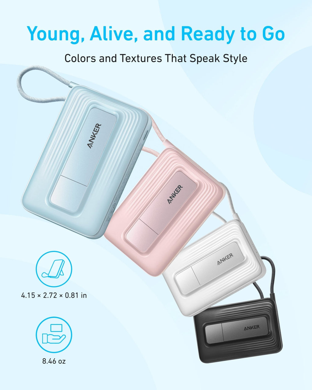Anker Zolo Magnetic Power Bank (10K, 30W, Built-in USB-C Cable) - Black Girl Golf