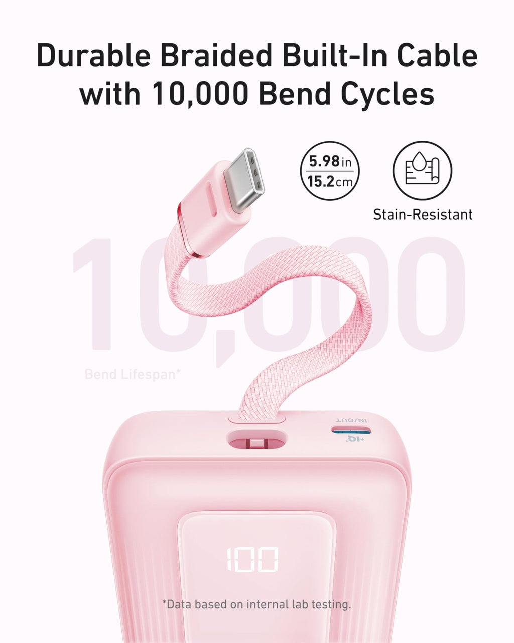 Anker Zolo Power Bank (10K, 30W) with a 5.4 - inch (13.7 cm) built - in USB - C cable. - Black Girl Golf