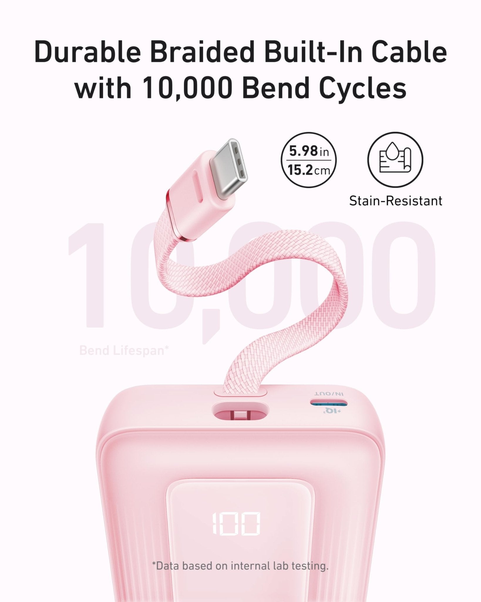 Anker Zolo Power Bank (10K, 30W) with a 5.4 - inch (13.7 cm) built - in USB - C cable. - Black Girl Golf
