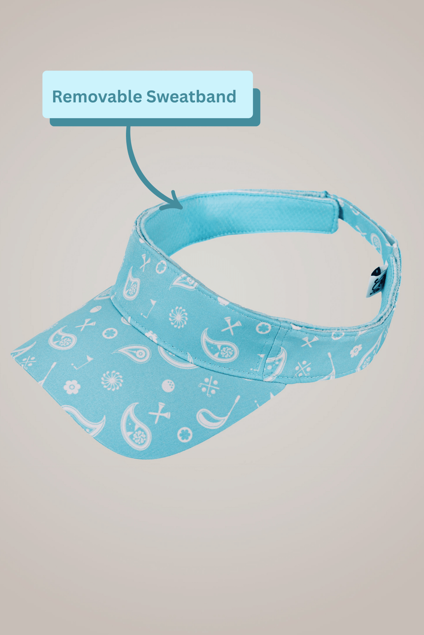 Aqua Paisley Sport Visor - Black Girl Golf