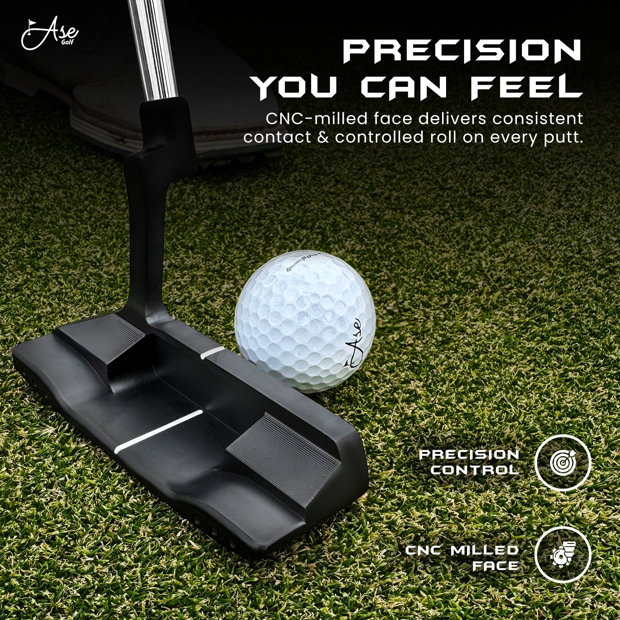 Ase Golf AG1 Blade Putter - Black Girl Golf
