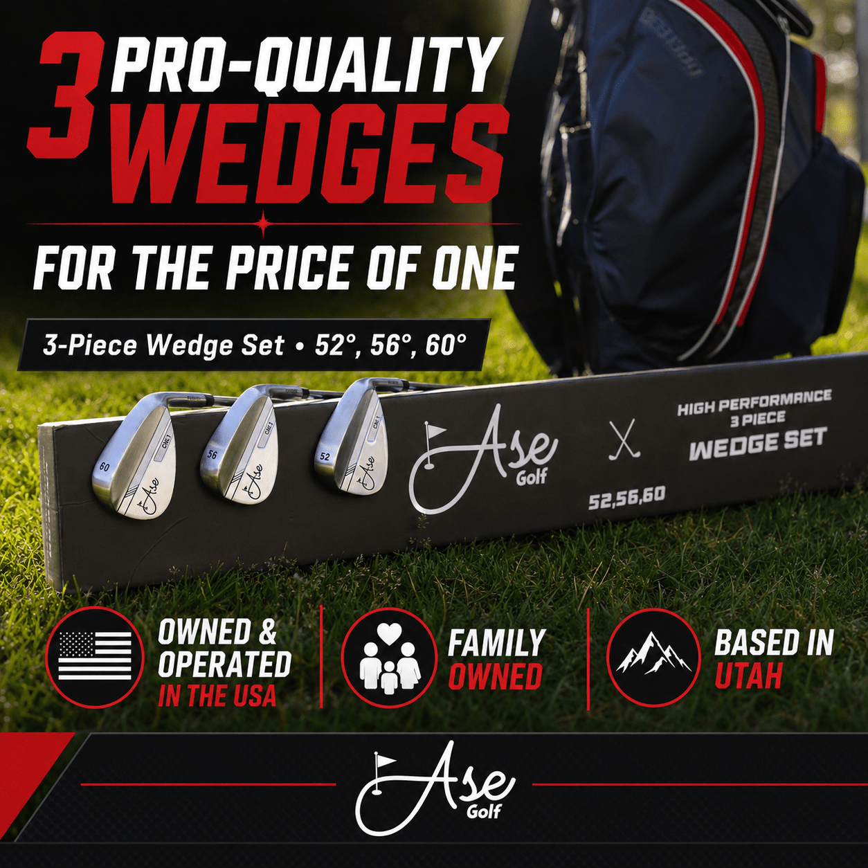 Ase Golf CM - 1 Single Wedge (50,52,54,56,58,60) - Black Girl Golf