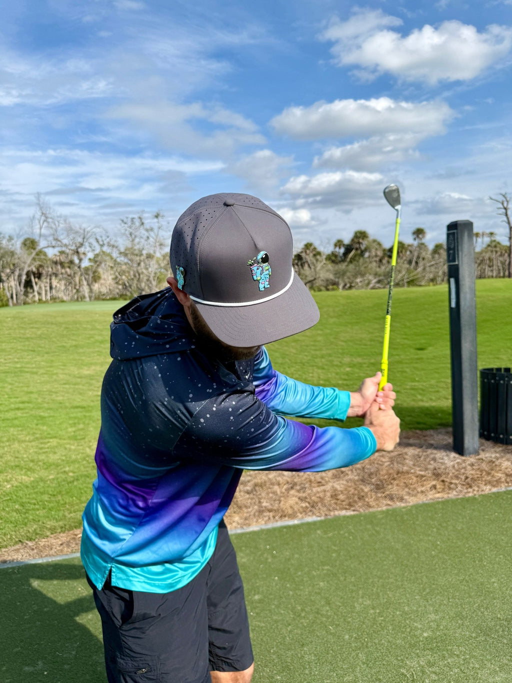 Astronaut Walker Golf Hat | Snapback Cap | Built - in Magnetic Ball Marker Holder + Marker Included | Adjustable Gray - Black Girl Golf