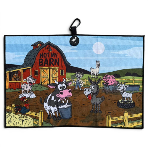 Back Nine Barnyard Golf Towel | 24” x 16” Microfiber Towel | Magnetic Clip & Carabiner | Premium Golf Accessory - Black Girl Golf