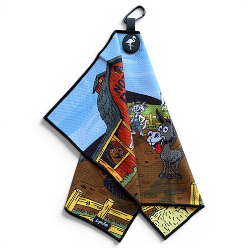 Back Nine Barnyard Golf Towel | 24” x 16” Microfiber Towel | Magnetic Clip & Carabiner | Premium Golf Accessory - Black Girl Golf
