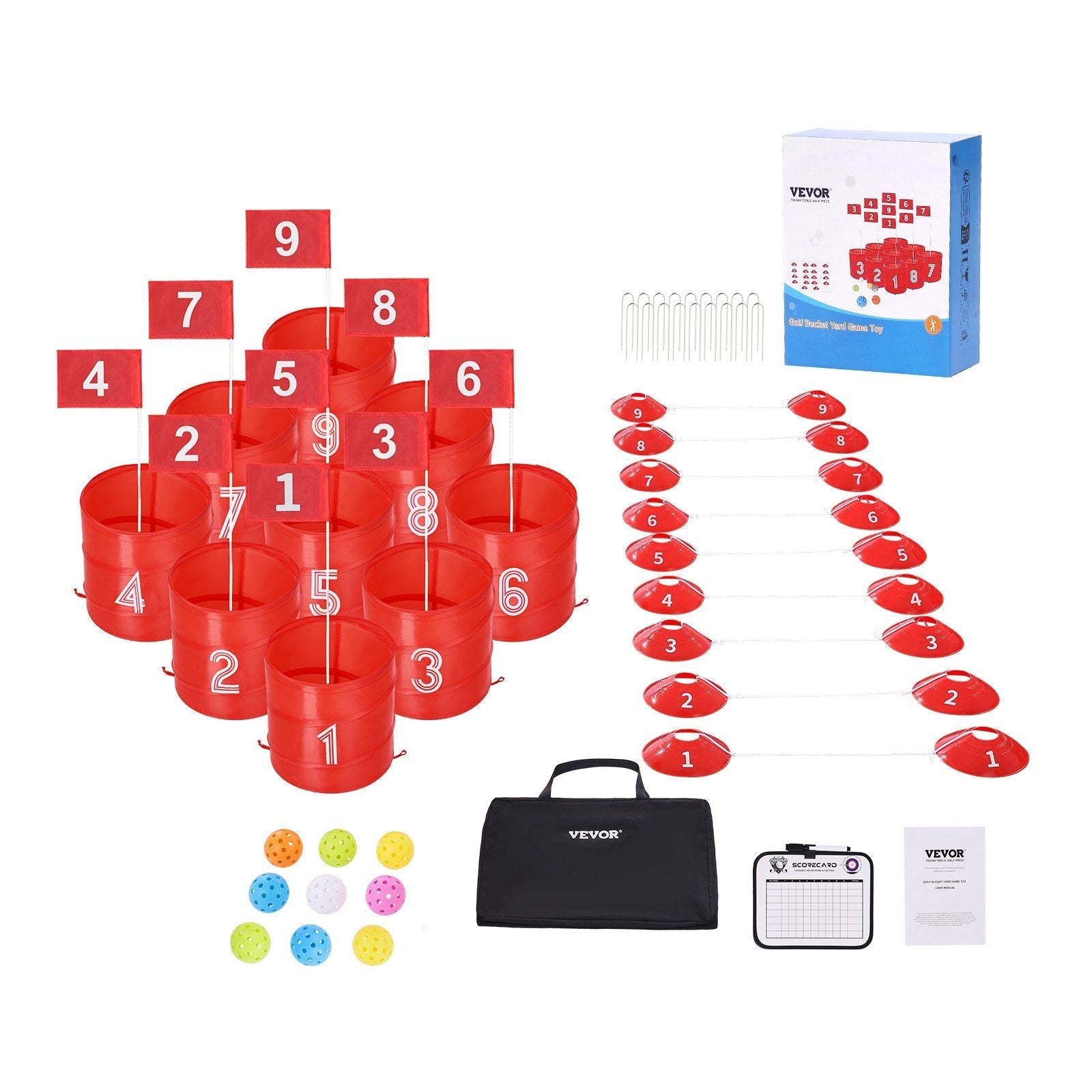 Backyard Golf Game 9 Hole Portable Outdoor Bucket Golf Game for Kids and Adults - Black Girl Golf