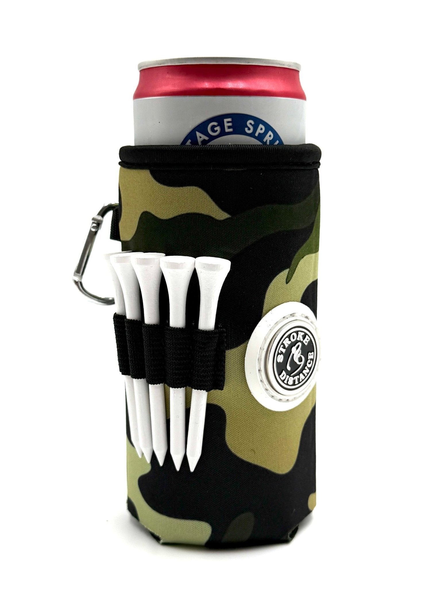 Beverage Caddie 3 - in - 1 Golf Insulator, Removeable Ball Marker, Bag Clip & Tees Combo - Black Girl Golf