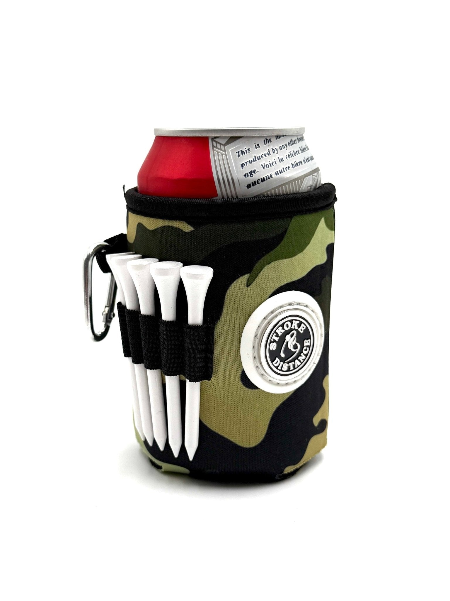 Beverage Caddie 3 - in - 1 Golf Insulator, Removeable Ball Marker, Bag Clip & Tees Combo - Black Girl Golf