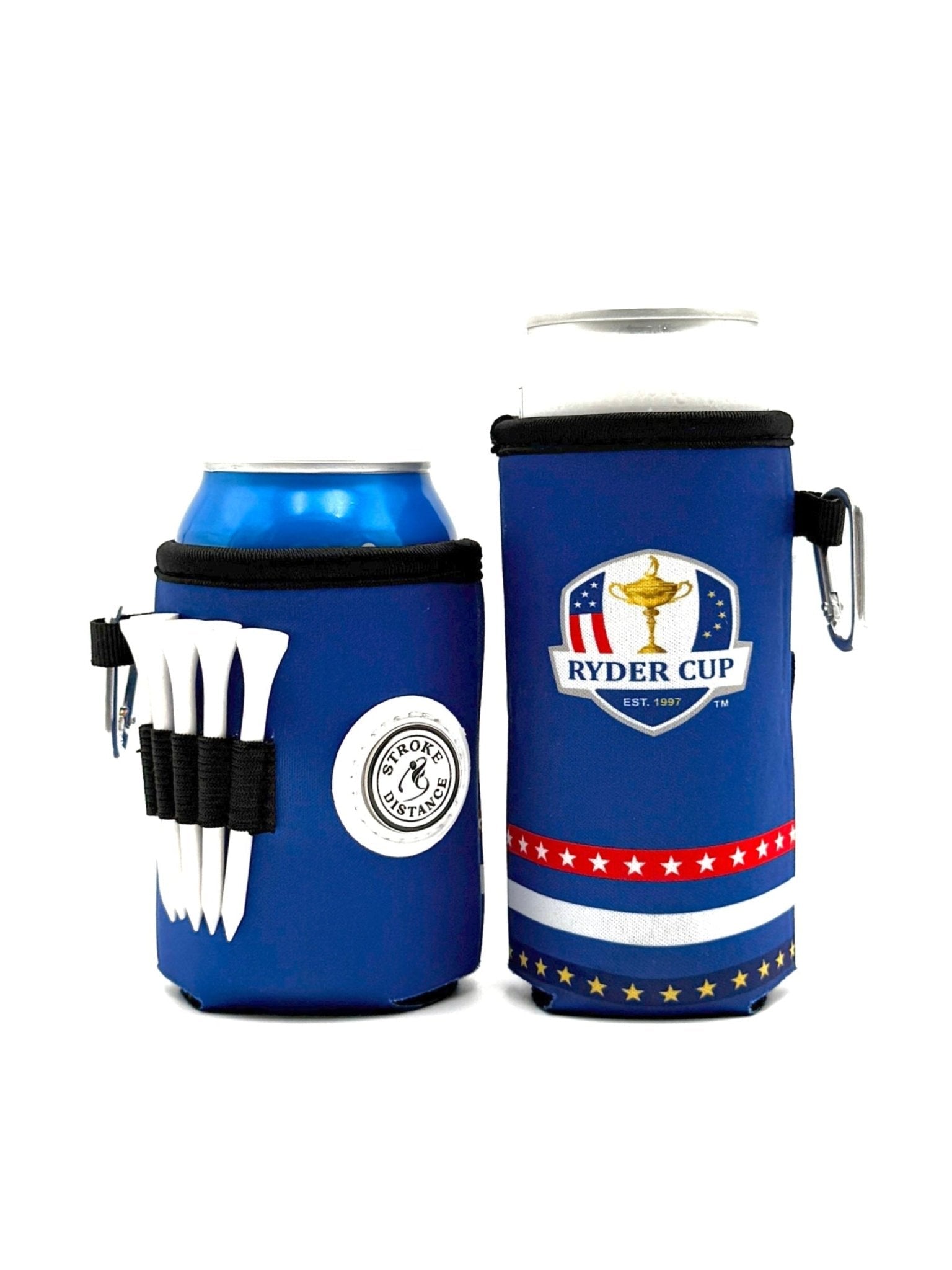 Beverage Caddie 3 - in - 1 Golf Insulator, Removeable Ball Marker, Bag Clip & Tees Combo - Black Girl Golf