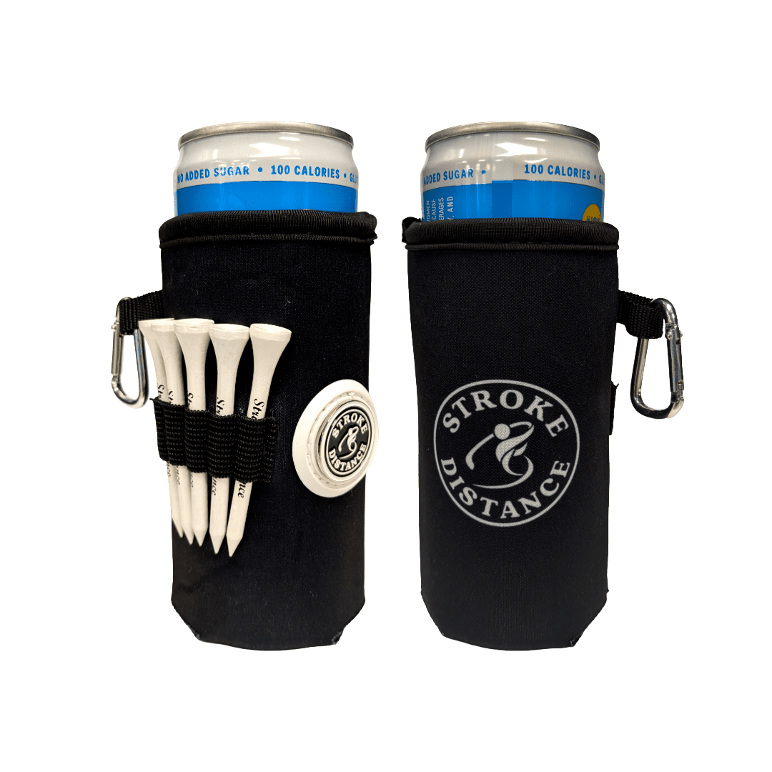 Beverage Caddie 3 - in - 1 Golf Insulator, Removeable Ball Marker, Bag Clip & Tees Combo - Black Girl Golf