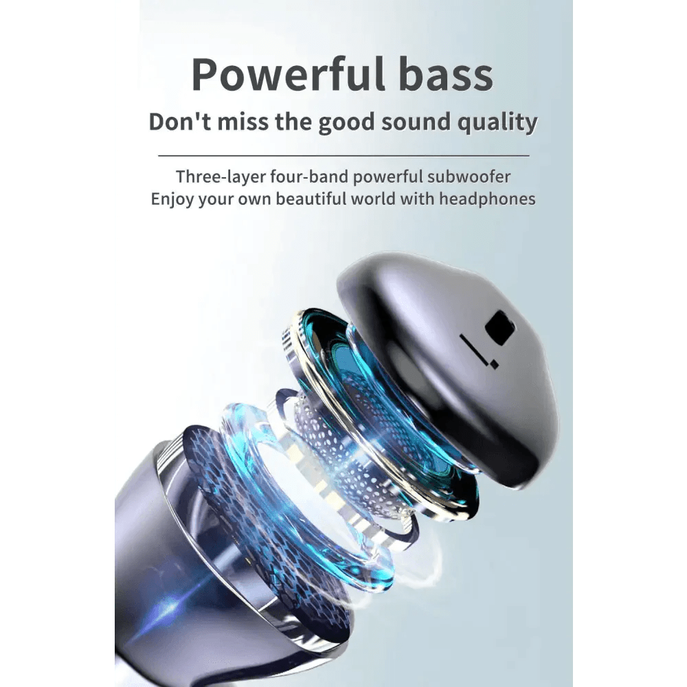 Black Bluetooth-Compatible Wireless Bass Ear Buds Stereo Headphone With Mic Touch Control Bluetooth Lightweight Earphones - Black Girl Golf