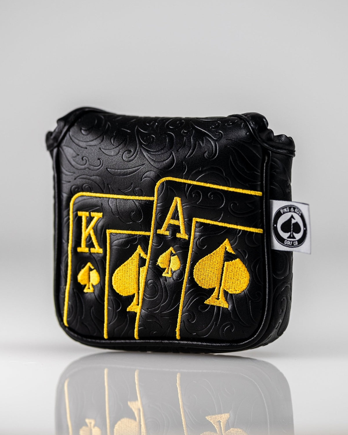 Black/Gold Ace of Spades - Mallet Putter Cover - Black Girl Golf