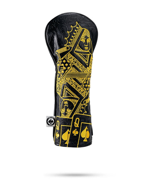Black/Gold Queen of Spades - Fairway Cover - Black Girl Golf