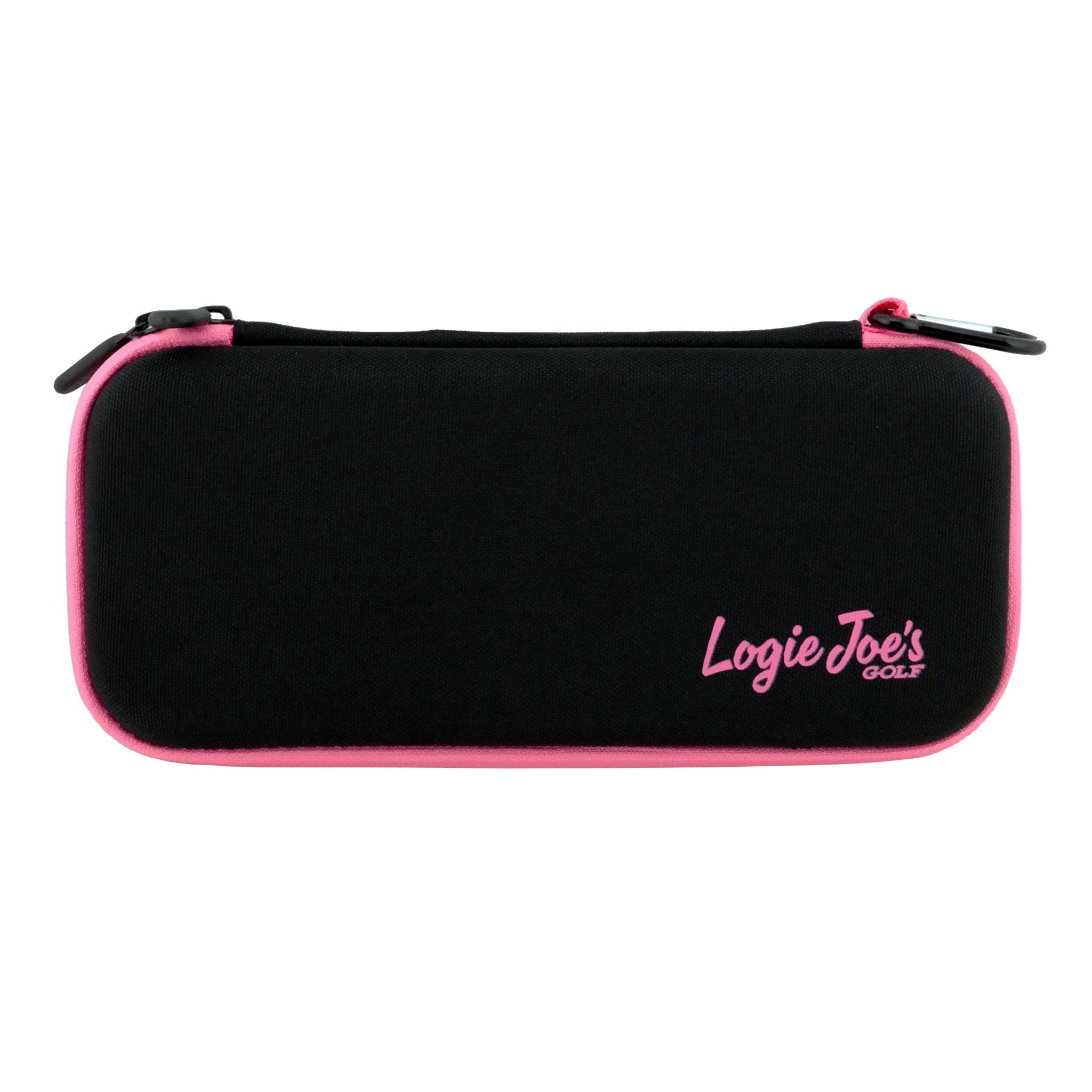 Black/Pink Golf Accessory Case | Zippered Organizer for Ball Markers, Tees, Divot Tools & Glove | Portable Golf Storage Case | Hard Shell Travel Case for Golf Accessories - Black Girl Golf