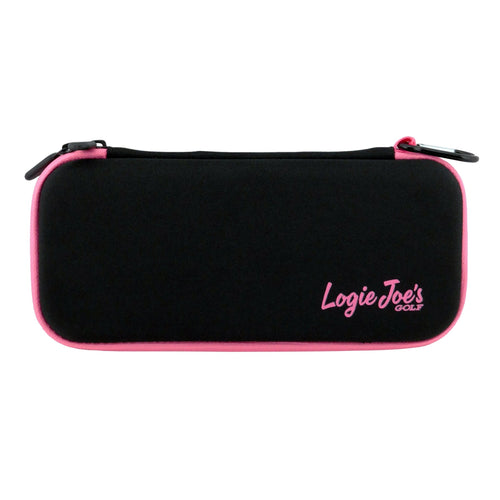 Black/Pink Golf Accessory Case | Zippered Organizer for Ball Markers, Tees, Divot Tools & Glove | Portable Golf Storage Case | Hard Shell Travel Case for Golf Accessories - Black Girl Golf