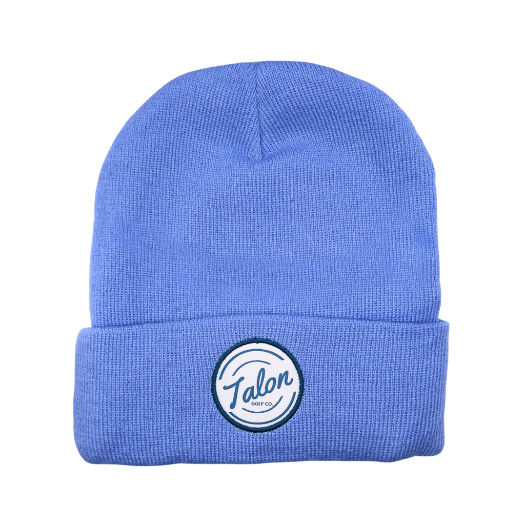 Blue Knit Beanie w/ White Talon Circle Logo - Black Girl Golf