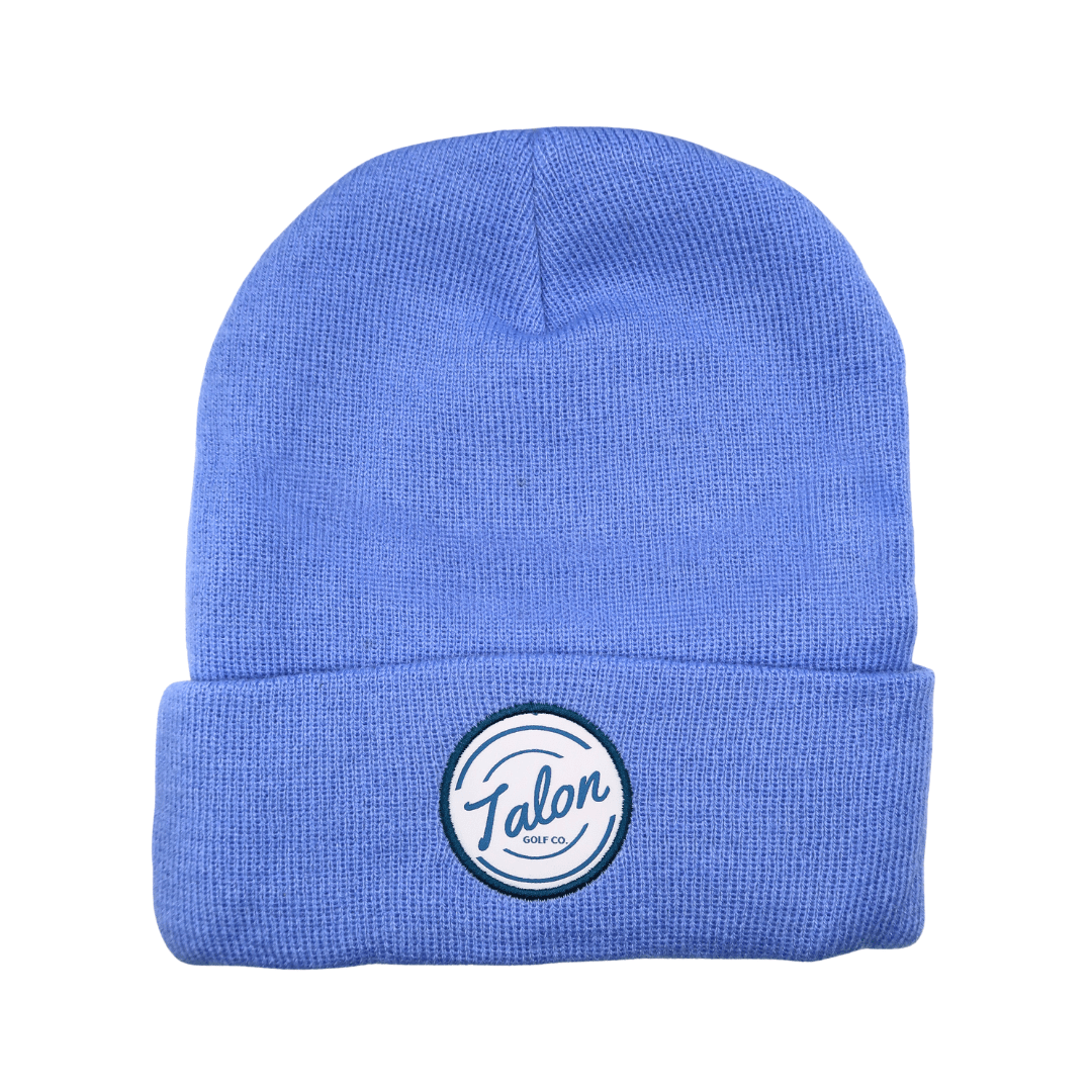 Blue Knit Beanie w/ White Talon Circle Logo - Black Girl Golf
