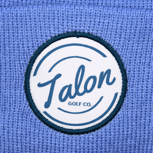 Blue Knit Beanie w/ White Talon Circle Logo - Black Girl Golf