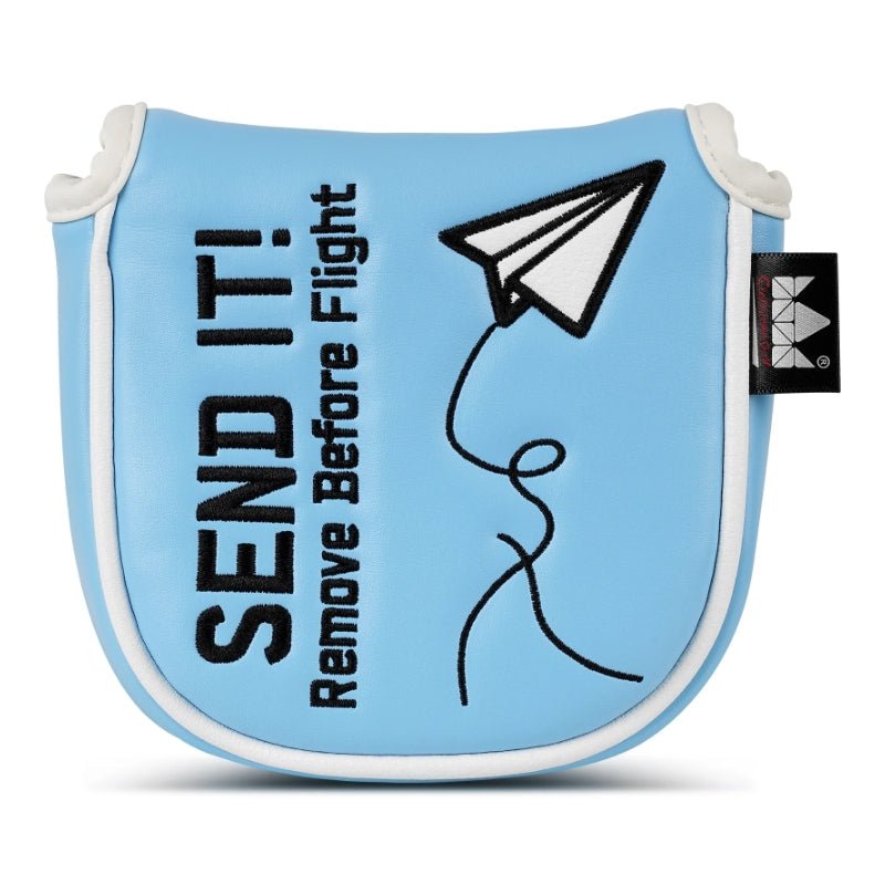 Blue Paper Airplane SEND IT! Headcover - Black Girl Golf