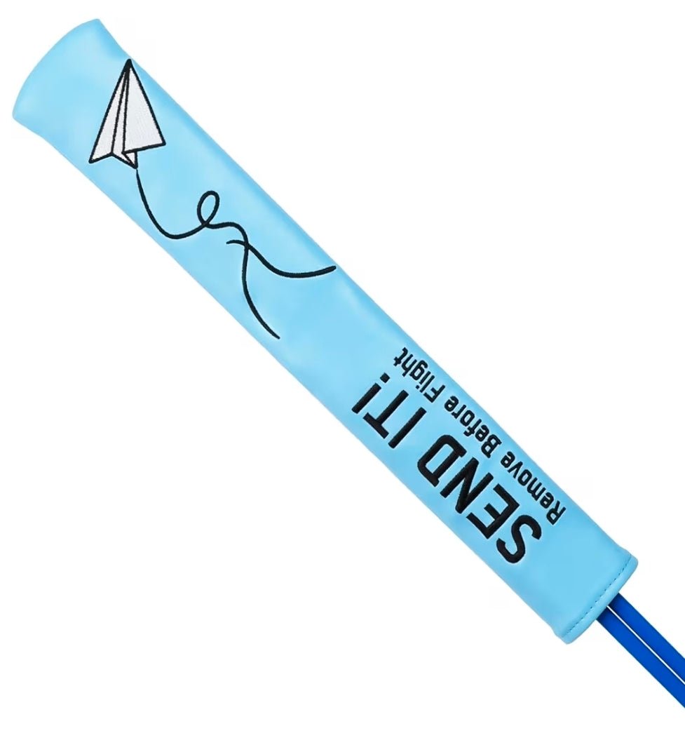 Blue Paper Airplane SEND IT! Headcover - Black Girl Golf