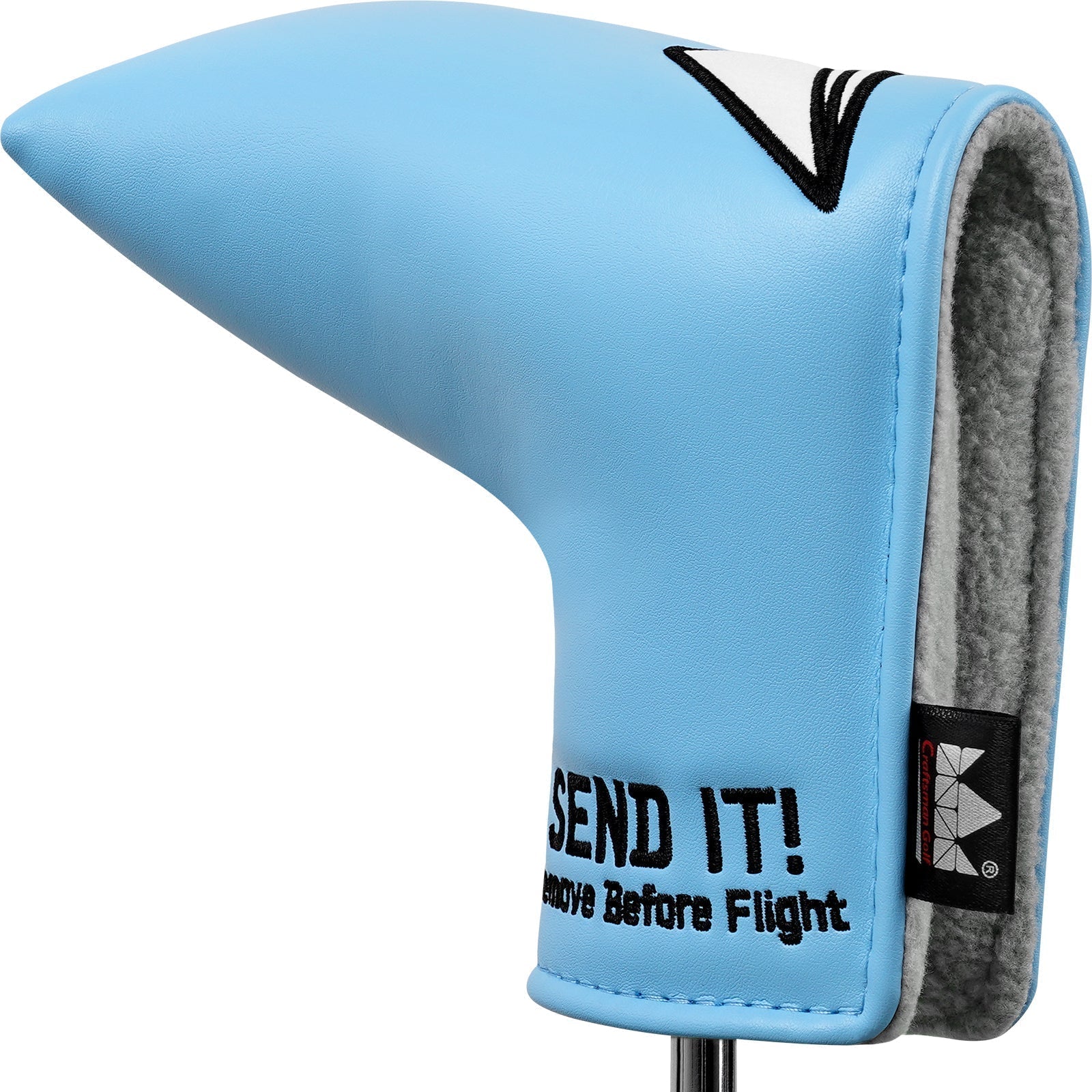 Blue Paper Airplane SEND IT! Headcover - Black Girl Golf