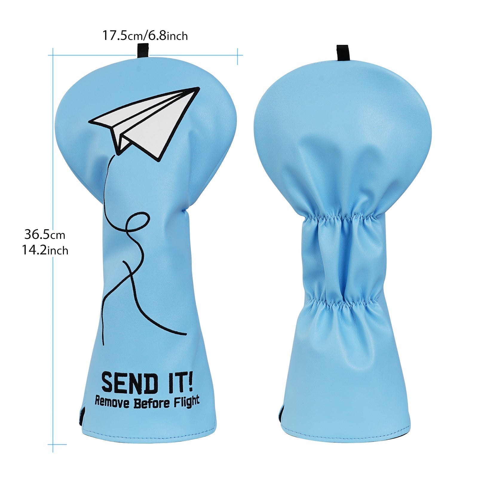 Blue Paper Airplane SEND IT! Headcover - Black Girl Golf