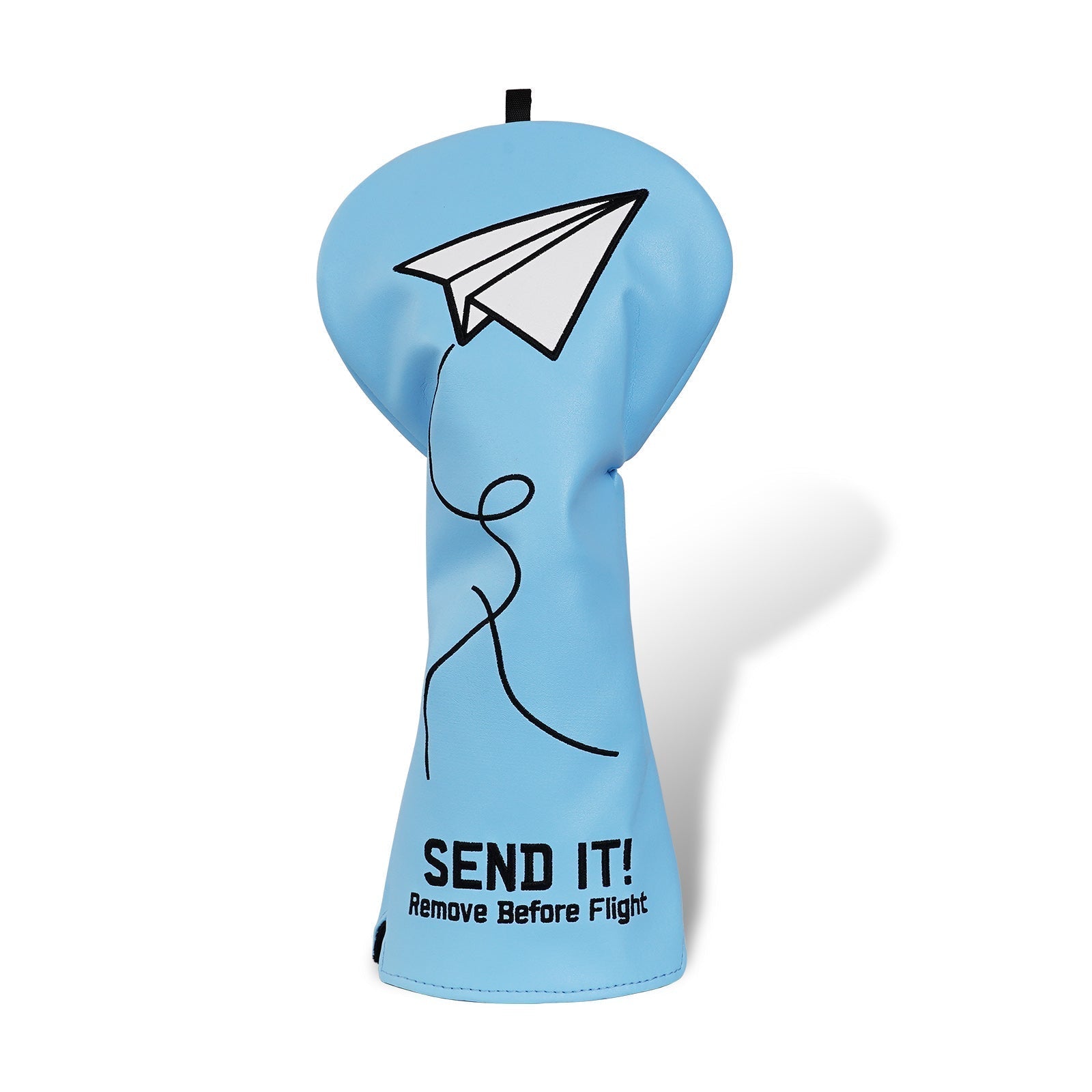 Blue Paper Airplane SEND IT! Headcover - Black Girl Golf