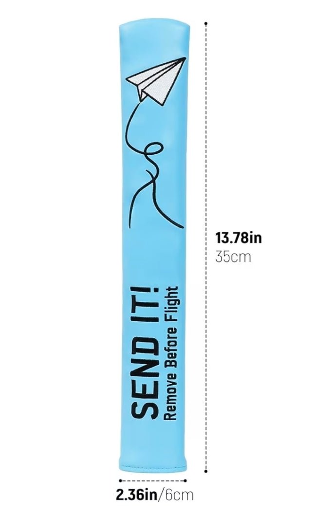 Blue Paper Airplane SEND IT! Headcover - Black Girl Golf