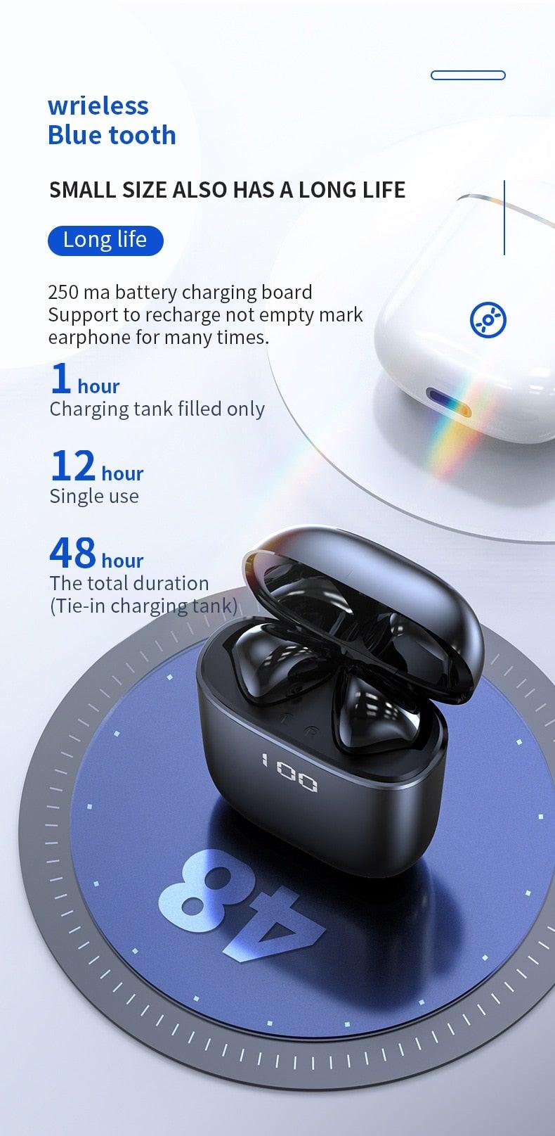 Bluetooth 5.0 Earphones LED Charging Box Wireless Headphone 9D Stereo Sound Sports Waterproof Earbuds Headsets With Microphone Wearable Wireless Clear Calls Music Headphones Immersive Sound 12 Hours Single Playtime HiFi Quality Stereo Sound - Black Girl Golf