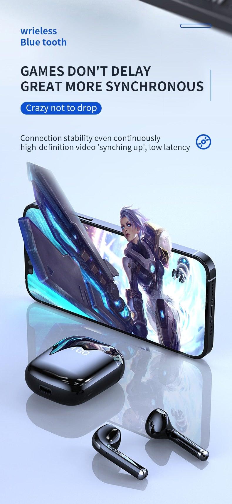 Bluetooth 5.0 Earphones LED Charging Box Wireless Headphone 9D Stereo Sound Sports Waterproof Earbuds Headsets With Microphone Wearable Wireless Clear Calls Music Headphones Immersive Sound 12 Hours Single Playtime HiFi Quality Stereo Sound - Black Girl Golf