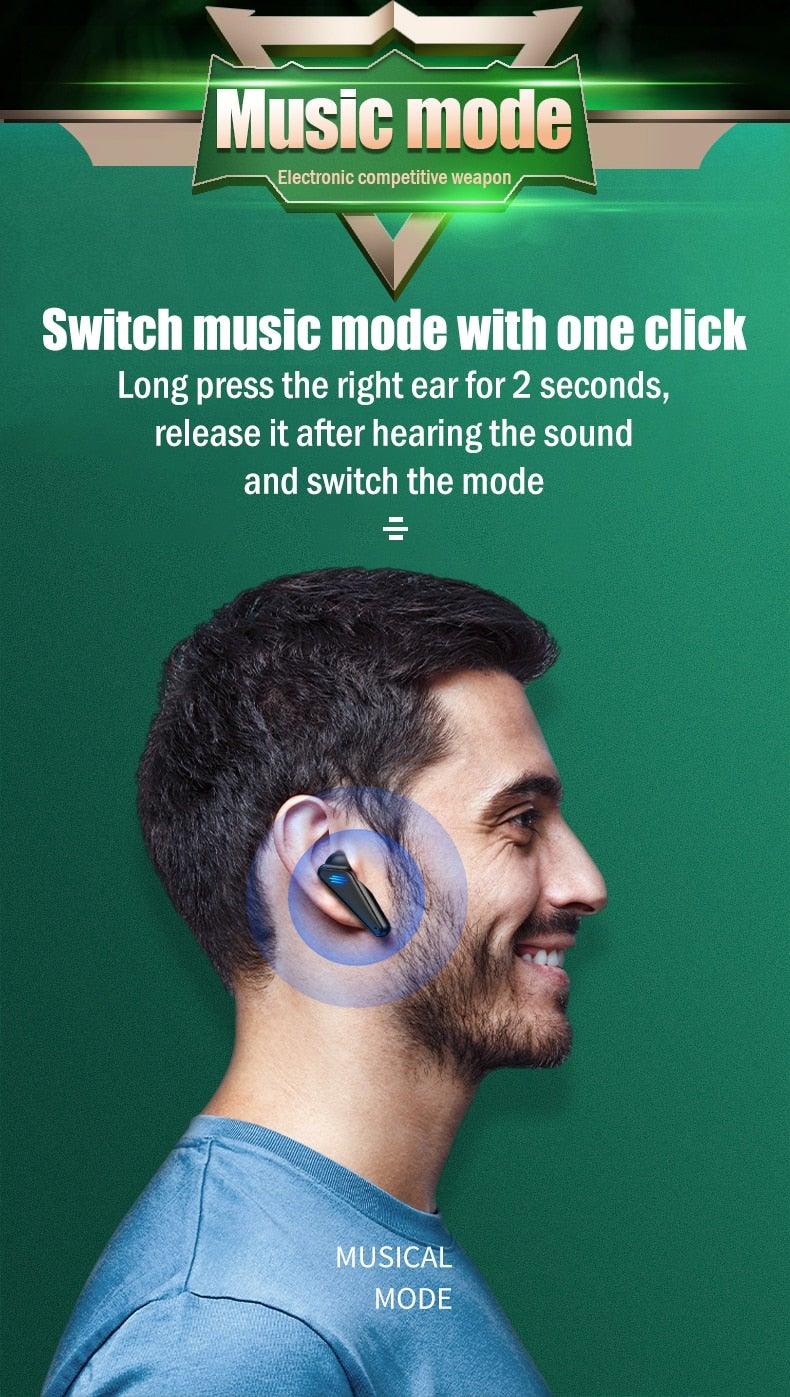 Bluetooth 5.0 Gaming Headset Workout Music Earphones Earbuds With Mic Bass Audio Quality Sound Wireless Headphones Sports Headphones Wearable Sweatproof Easy Pairing Headset For Sport Black - Black Girl Golf