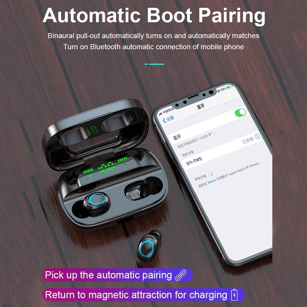 Bluetooth 5.0 Wireless Earphone TWS Headphones Touch Control Earbuds 9D Gaming Headset 3500mAh For Cell Phone - Black Girl Golf