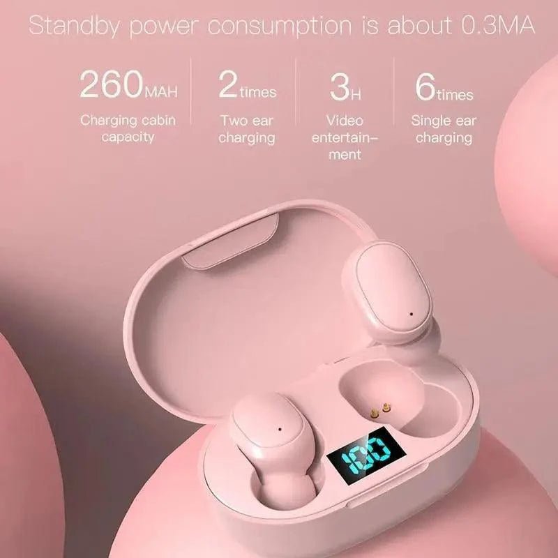 Bluetooth Earphone Wireless Ear Buds 5.0 LED Display Button Control Quality Sound Earphones in-Ear Headphones For Workouts And Running - Black Girl Golf