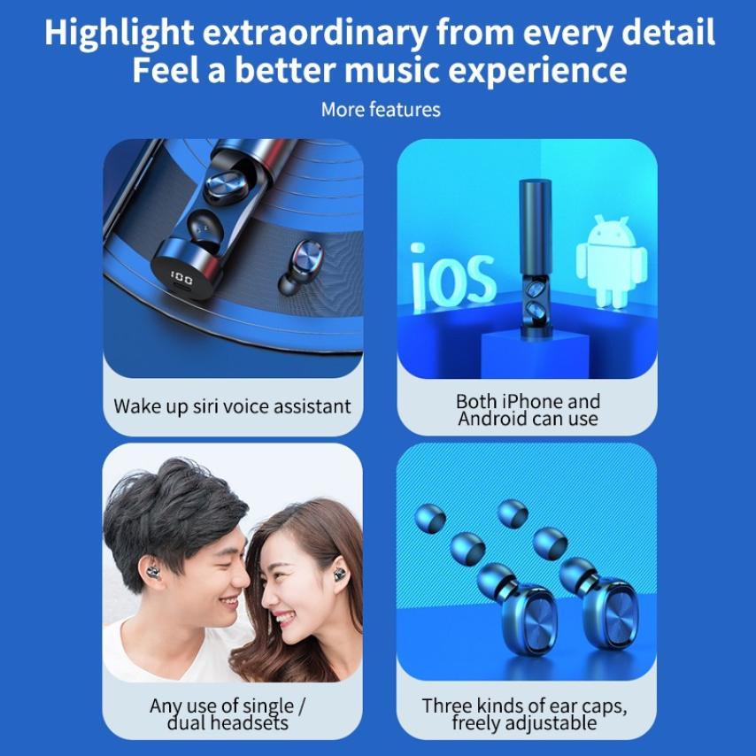 Bluetooth Earphones Wireless Headphones With Microphone Sports Waterproof Touch Control Wireless Headsets Earbuds Phone Updated Design with Industry Leading Sound & Improved Comfort, Long Wireless Range, - Black Girl Golf