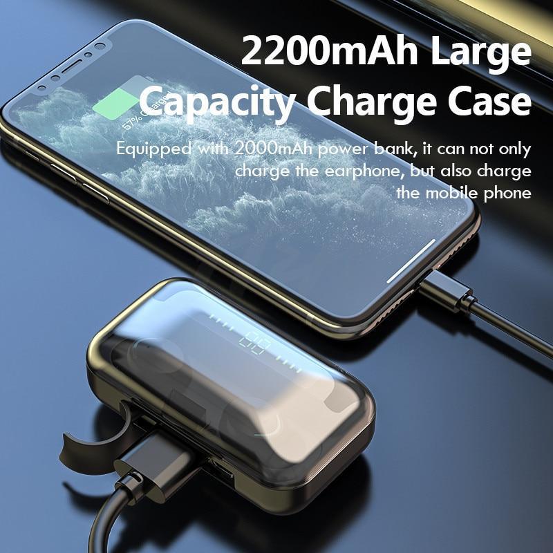 Bluetooth V5.0 Earphones Wireless Headphones With Microphone Sports Waterproof Headsets 2200mAh Charging Box For Android - Black Girl Golf