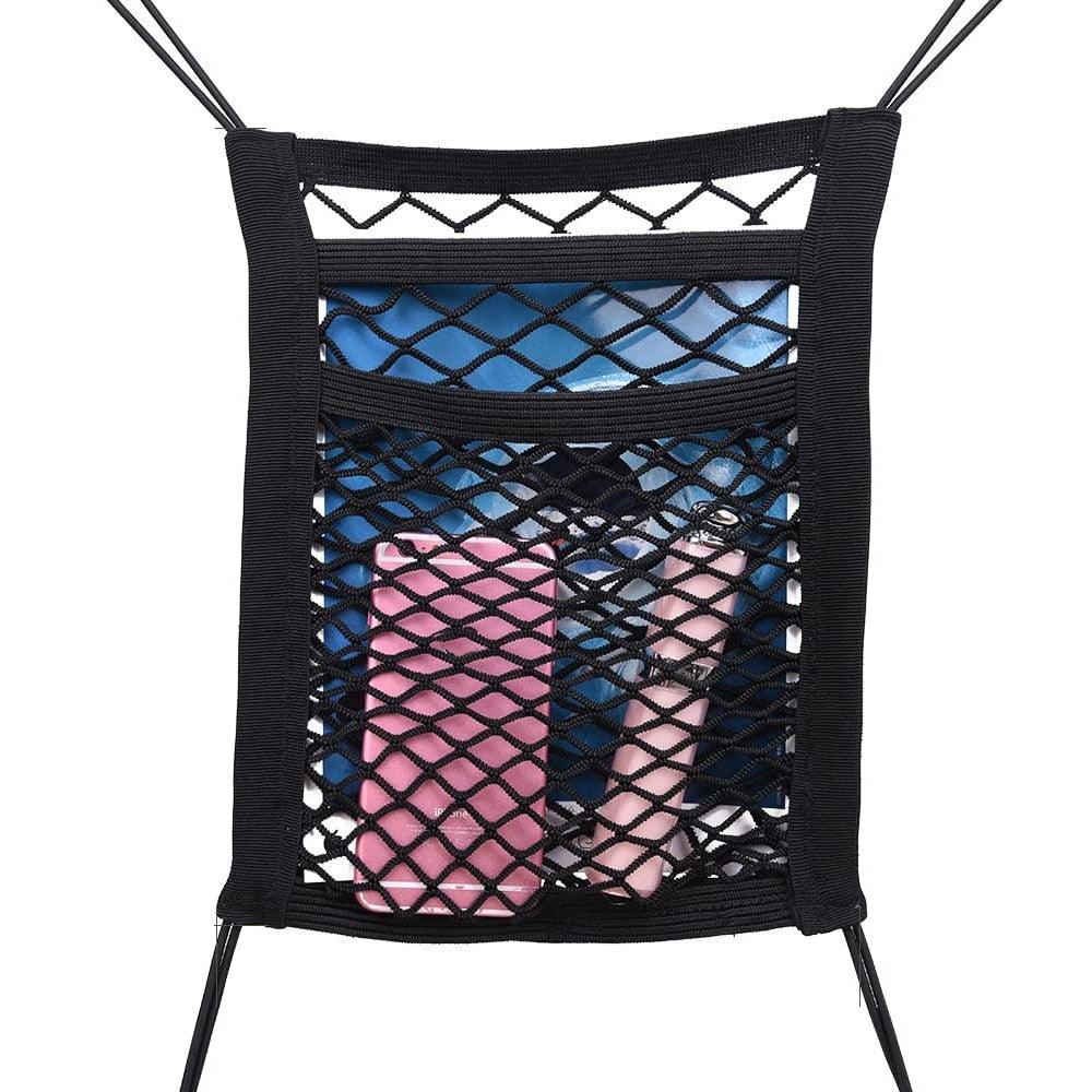 Car Storage Net Bag Organizer Holder Mesh Seat Back Hanging Trunk Luggage Hooks String Kit Off Road Car Mesh Organizer, Seat Back Net Bag, Barrier of Backseat Pet Kids Cargo Tissue Purse Holder Car Driver Storage Netting Pouch Truck Auto Accessories - Black Girl Golf
