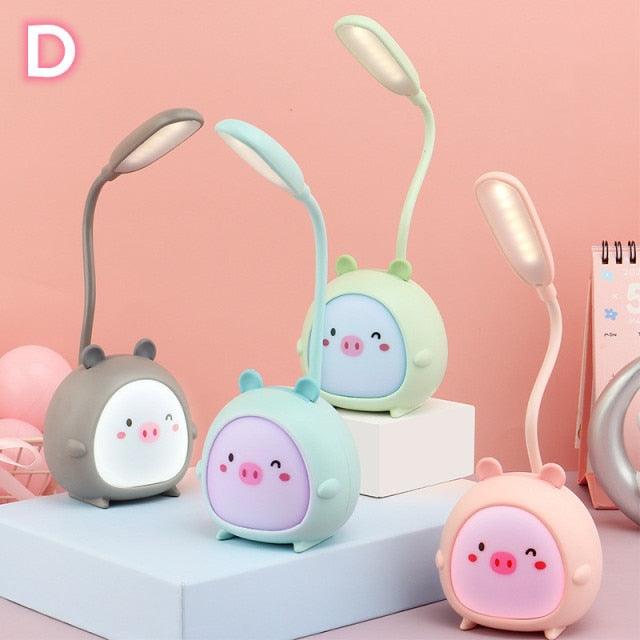 Cartoon Desk Lamp Eye Protection Energy-saving Reading Lamp USB Charging Sleeping Night Light LED Table Lamp for Kids Cute Study Lamps for Bedroom Décor - Black Girl Golf
