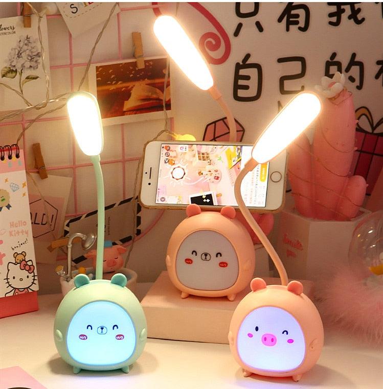 Cartoon Desk Lamp Eye Protection Energy-saving Reading Lamp USB Charging Sleeping Night Light LED Table Lamp for Kids Cute Study Lamps for Bedroom Décor - Black Girl Golf
