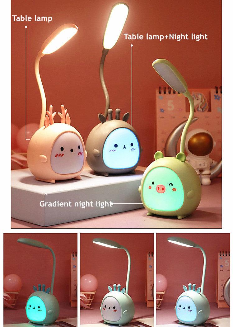 Cartoon Desk Lamp Eye Protection Energy-saving Reading Lamp USB Charging Sleeping Night Light LED Table Lamp for Kids Cute Study Lamps for Bedroom Décor - Black Girl Golf