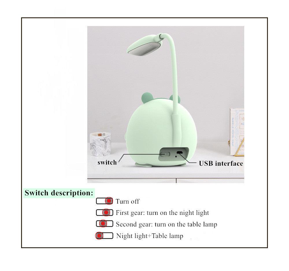 Cartoon Desk Lamp Eye Protection Energy-saving Reading Lamp USB Charging Sleeping Night Light LED Table Lamp for Kids Cute Study Lamps for Bedroom Décor - Black Girl Golf