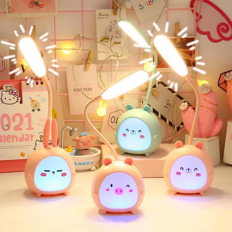 Cartoon Desk Lamp Eye Protection Energy-saving Reading Lamp USB Charging Sleeping Night Light LED Table Lamp for Kids Cute Study Lamps for Bedroom Décor - Black Girl Golf