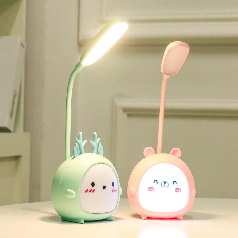 Cartoon Desk Lamp Eye Protection Energy-saving Reading Lamp USB Charging Sleeping Night Light LED Table Lamp for Kids Cute Study Lamps for Bedroom Décor - Black Girl Golf