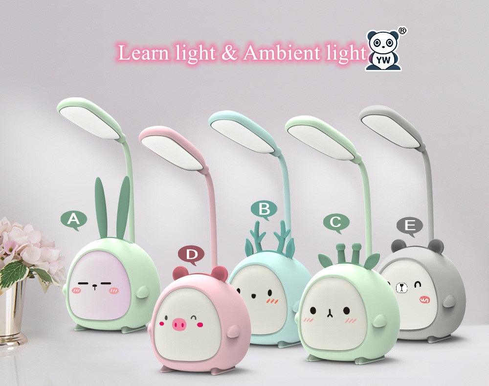 Cartoon Desk Lamp Eye Protection Energy-saving Reading Lamp USB Charging Sleeping Night Light LED Table Lamp for Kids Cute Study Lamps for Bedroom Décor - Black Girl Golf