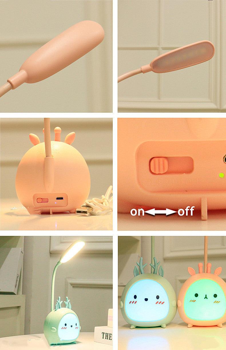 Cartoon Desk Lamp Eye Protection Energy-saving Reading Lamp USB Charging Sleeping Night Light LED Table Lamp for Kids Cute Study Lamps for Bedroom Décor - Black Girl Golf