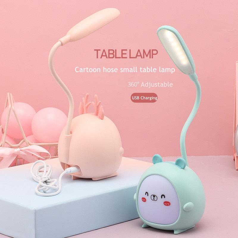 Cartoon Desk Lamp Eye Protection Energy-saving Reading Lamp USB Charging Sleeping Night Light LED Table Lamp for Kids Cute Study Lamps for Bedroom Décor - Black Girl Golf