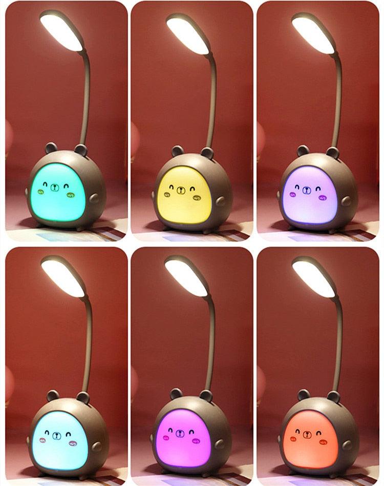 Cartoon Desk Lamp Eye Protection Energy-saving Reading Lamp USB Charging Sleeping Night Light LED Table Lamp for Kids Cute Study Lamps for Bedroom Décor - Black Girl Golf