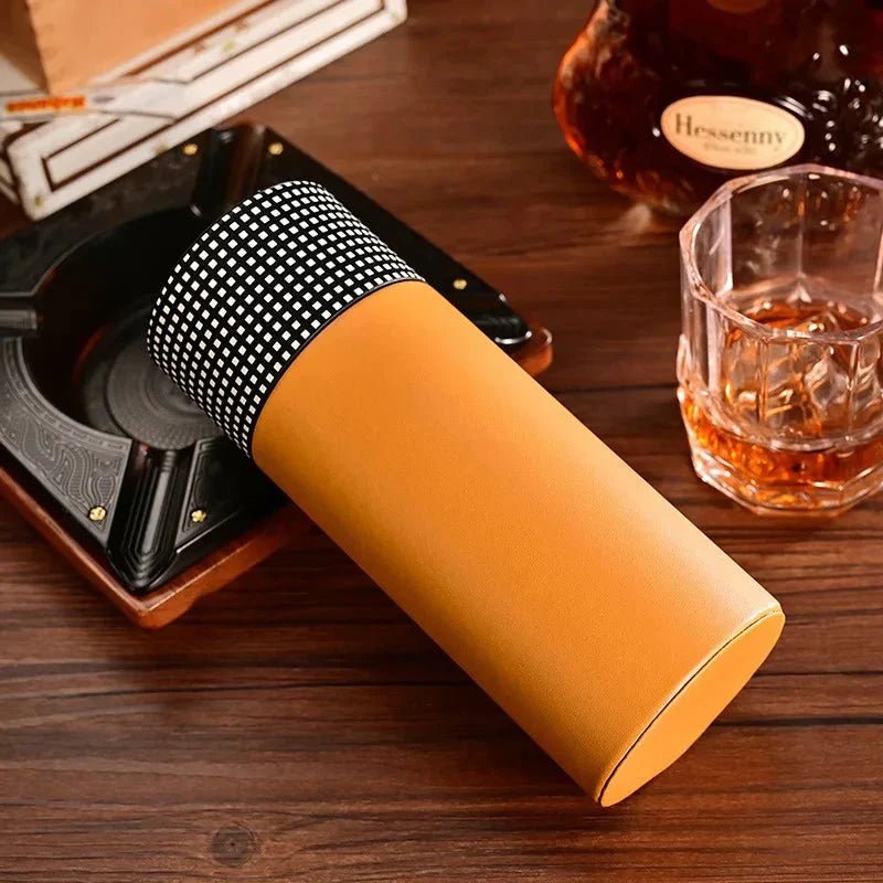 Cedar - Lined Travel Cigar Case with Humidifier & Hygrometer - Black Girl Golf